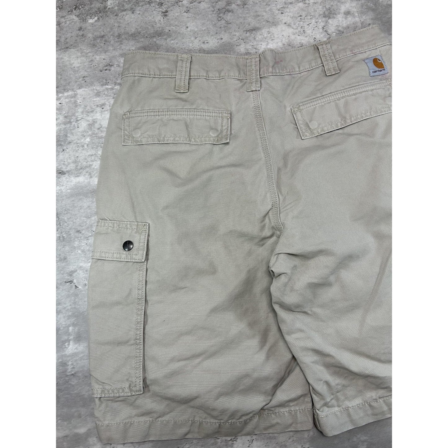 Carhartt Relaxed Fit Canvas Workwear Cargo Shorts Size 33 Beige