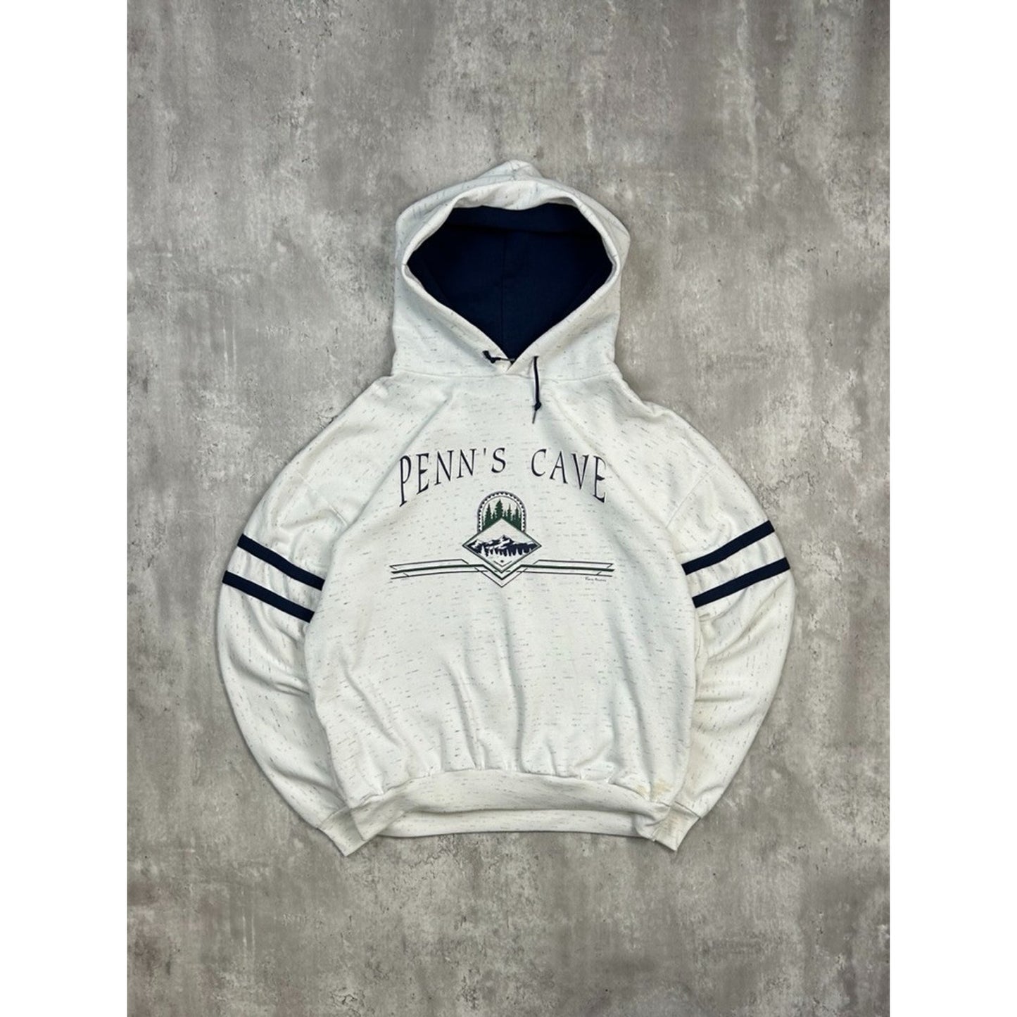 Vintage 90s Penns Cave Graphic Spellout Hooded Destination Sweatshirt Size XL