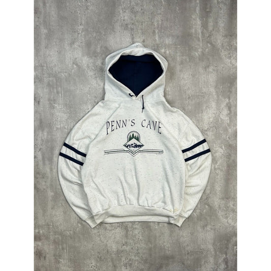 Vintage 90s Penns Cave Graphic Spellout Hooded Destination Sweatshirt Size XL