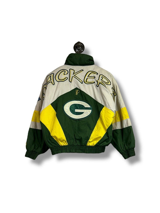 Vintage 90s Green Bay Packers NFL Insulated Big Spellout Jacket Size Large YOUTH