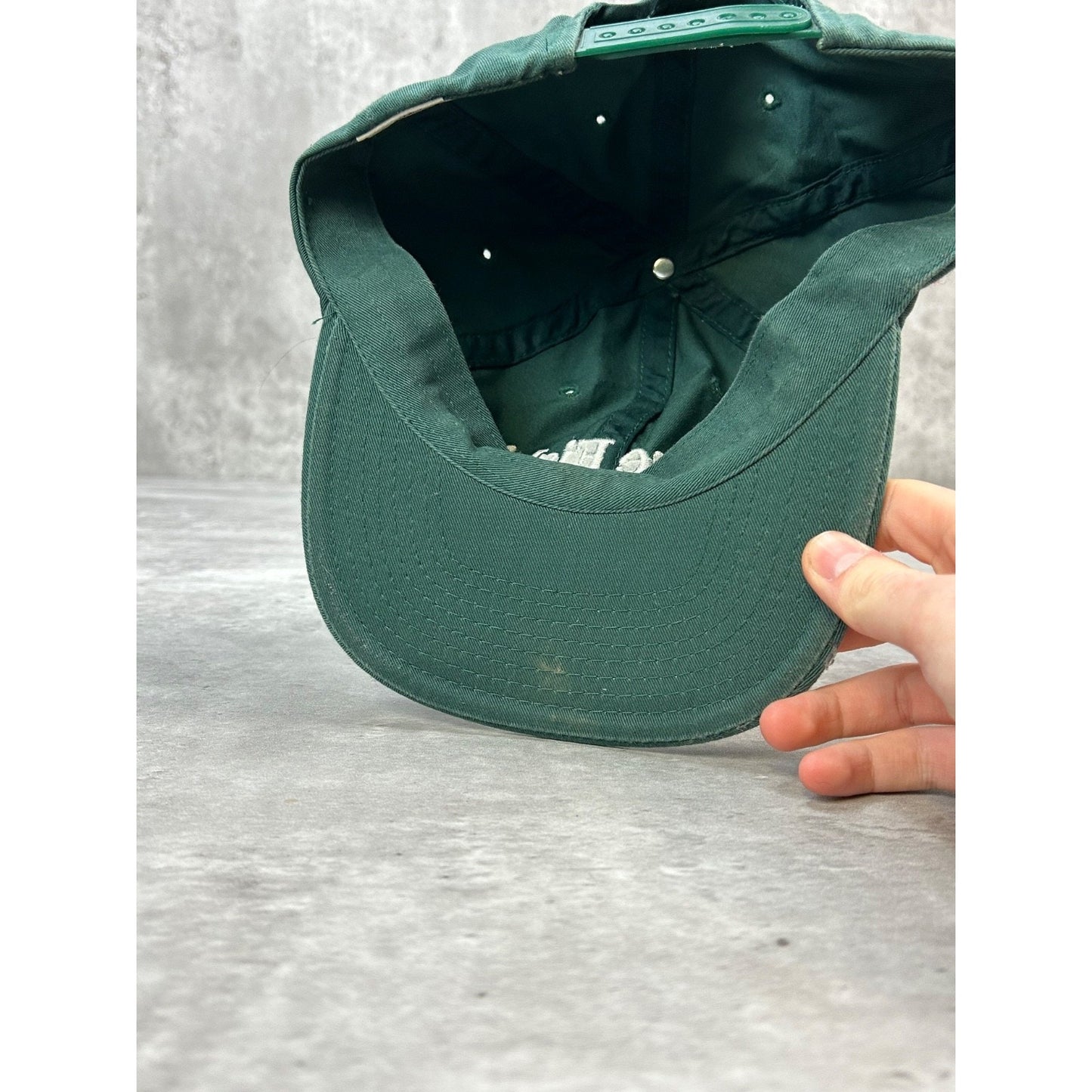 Vintage Gone Fishin' Embroidered Spellout Strapback Hat OSFA