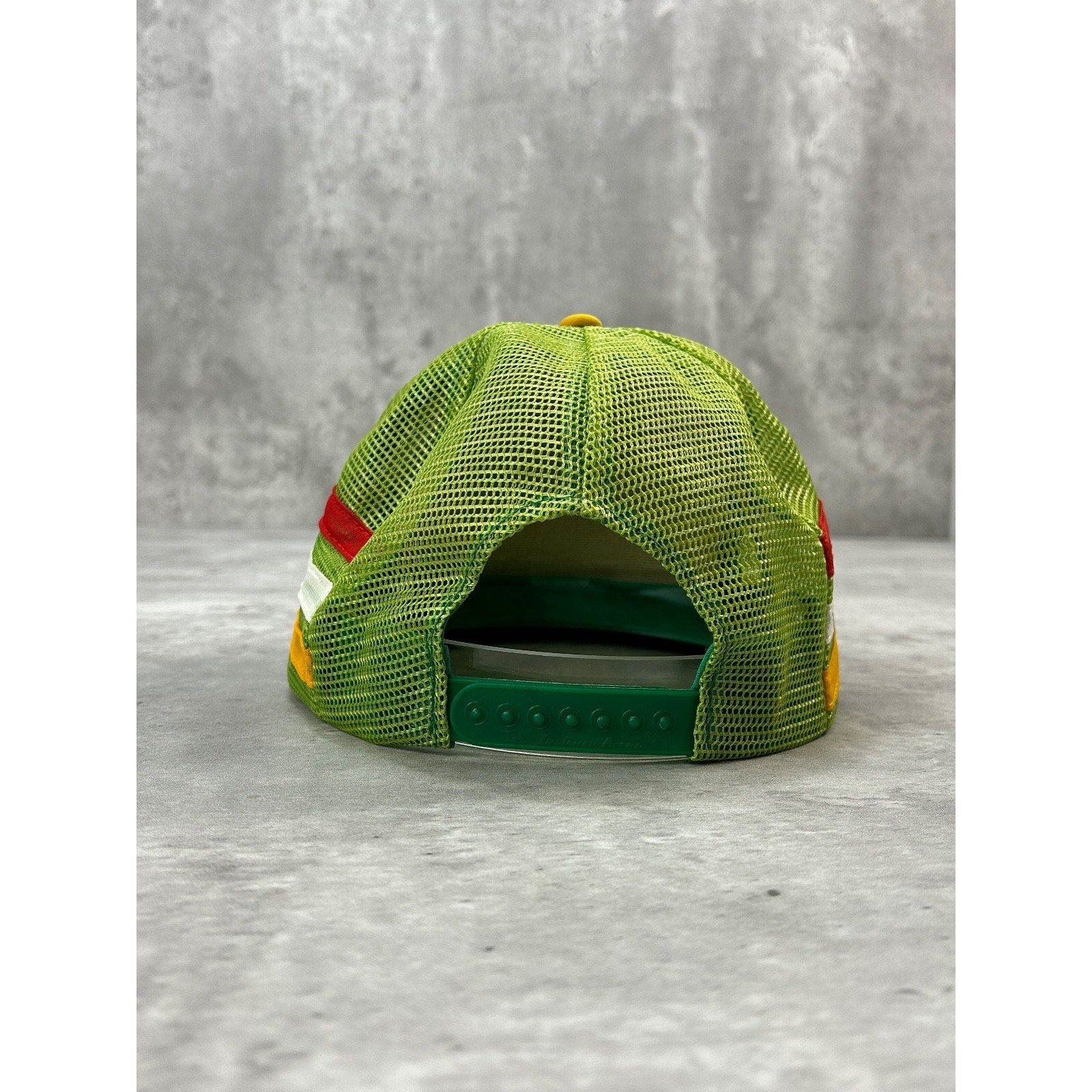 Vintage 80s Worlds Greatest Grandpa Three Stripe Trucker Snapback Hat OSFA