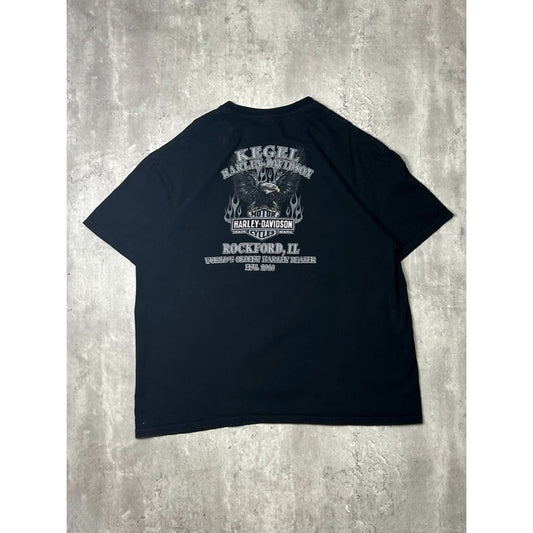 Harley Davidson Motorcycles Flaming Bald Eagle Graphic T-shirt Size XL Black