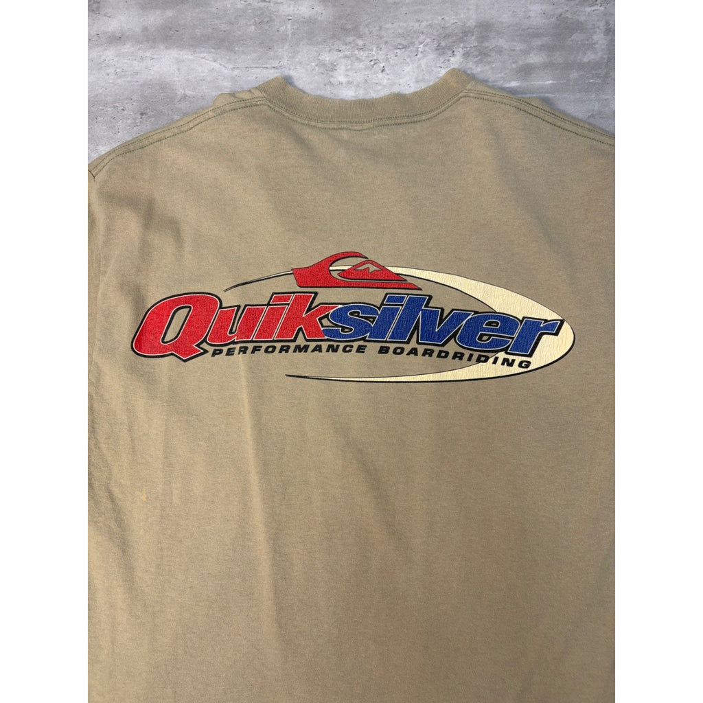 Vintage Y2K Quiksilver Advanced Boarding Two Tone Spellout Logo T-Shirt Sz Large