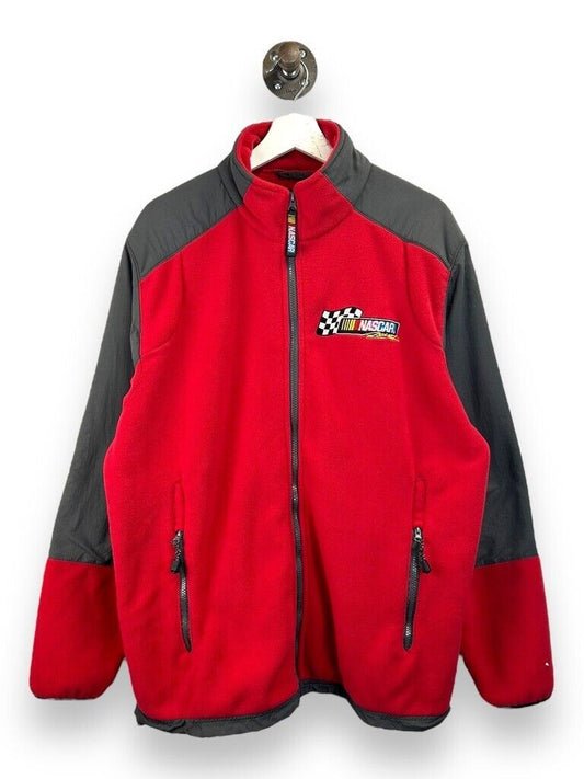 Vintage Nascar Racing Embroidered Spellout Full Zip Fleece Sweatshirt Size Large