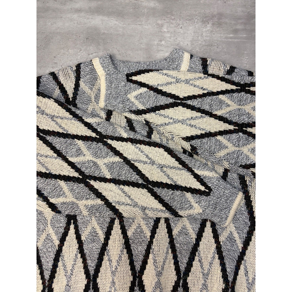Vintage J.J. Cochran Geometric Pattern Pullover Knit Sweater Size Medium