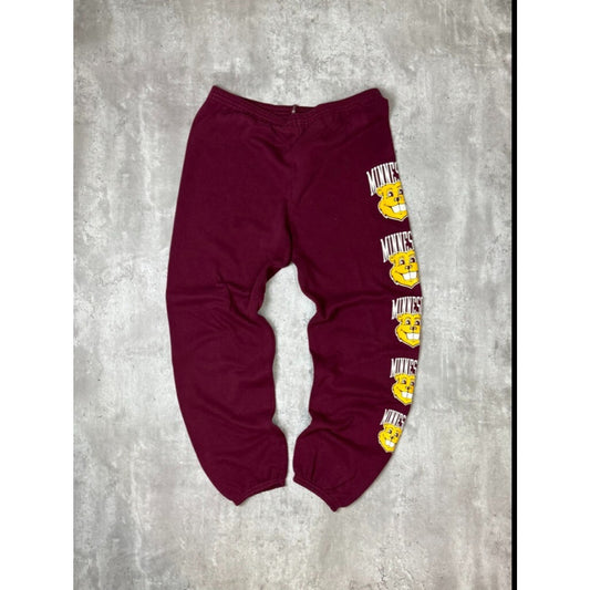 Vintage 90s Minnesota Golden Gophers NCAA Graphic Sweat Pants Size Large