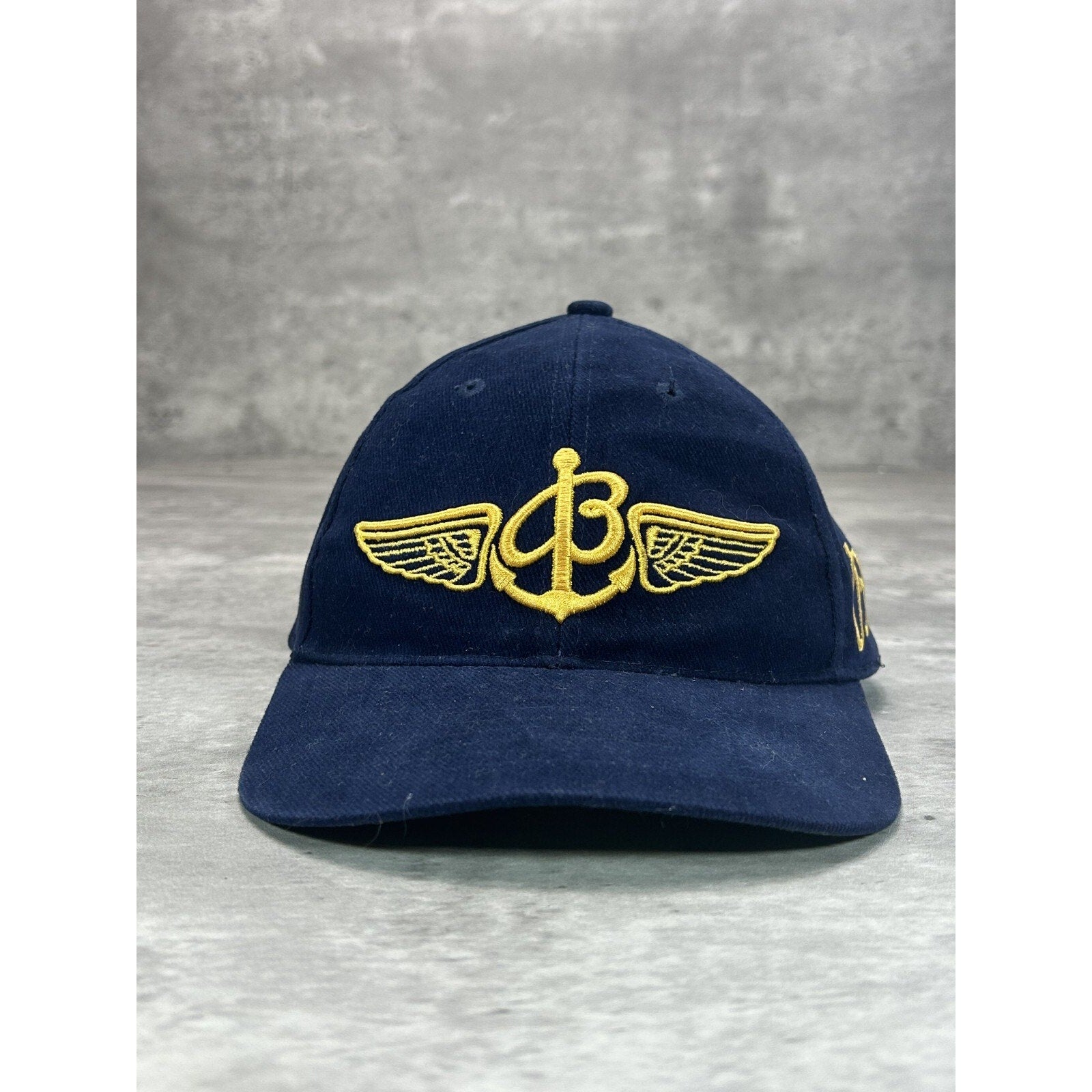 Vintage Breitling Watches Embroidered Logo Spellout Snapback Hat OSFA Blue