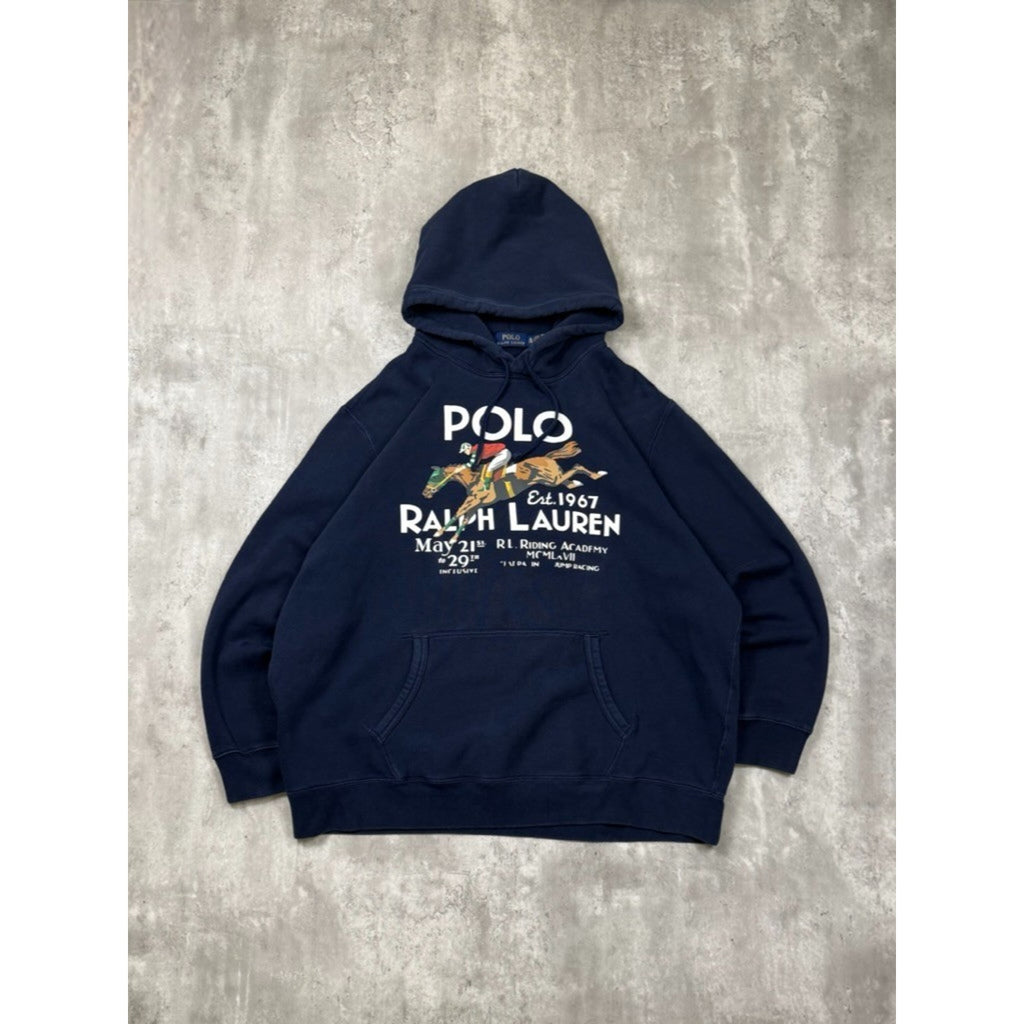 Polo Ralph Lauren Pony Graphic Spellout Pullover Hooded Sweatshirt Size 2XL