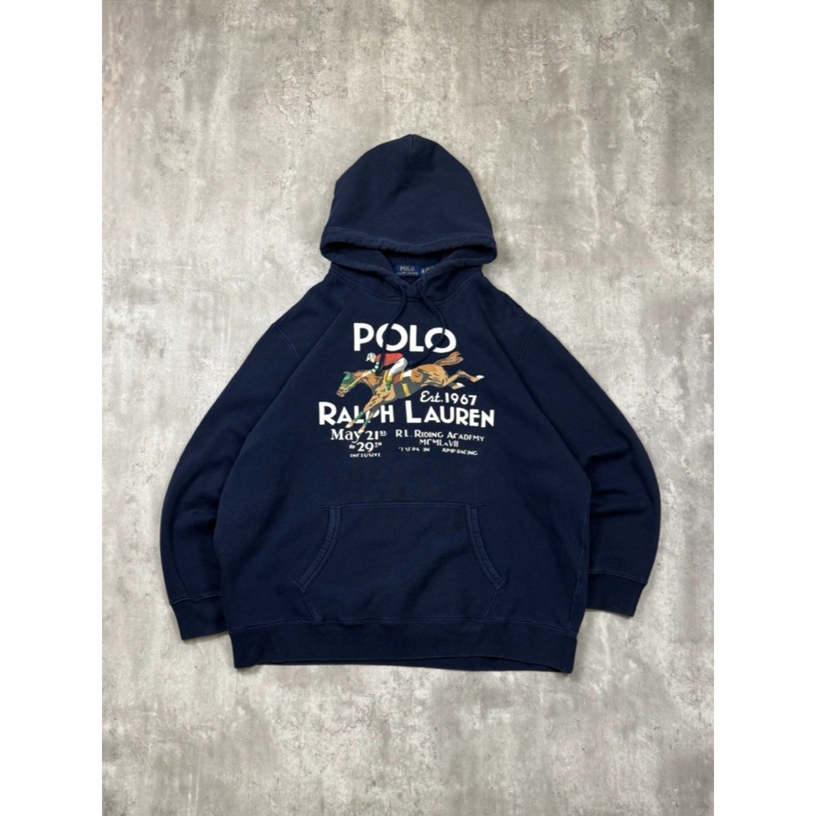 Polo Ralph Lauren Pony Graphic Spellout Pullover Hooded Sweatshirt Size 2XL