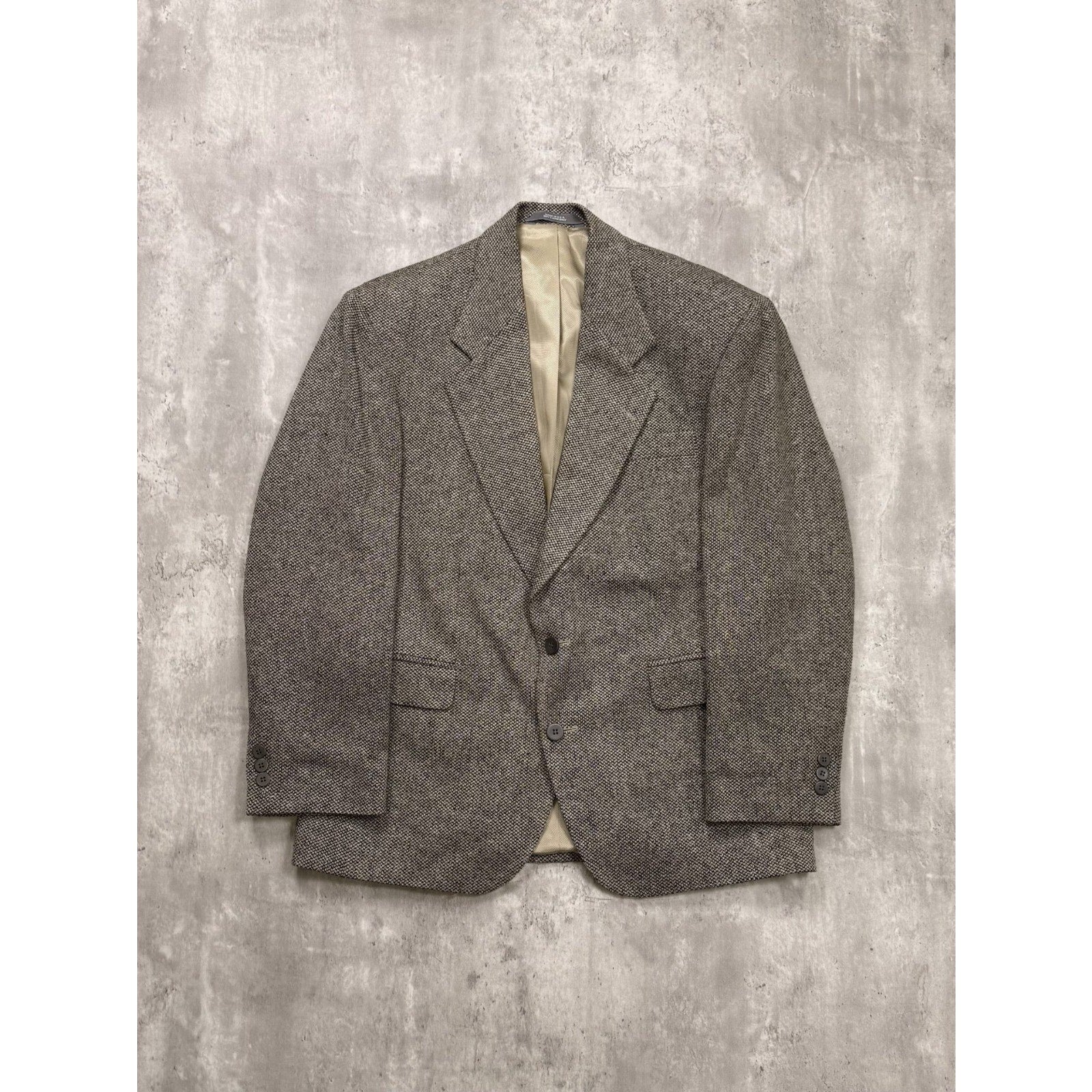 Vintage 1980s Hagar Gray Herringbone Wool Sport Jacket Size Large
