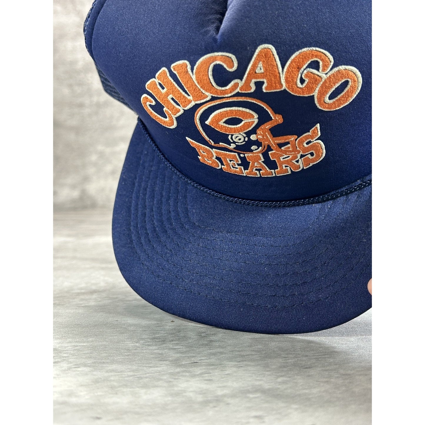 Vintage 80s Chicago Bears NHL Graphic Helmet Spellout Trucker Snapback Hat OSFA