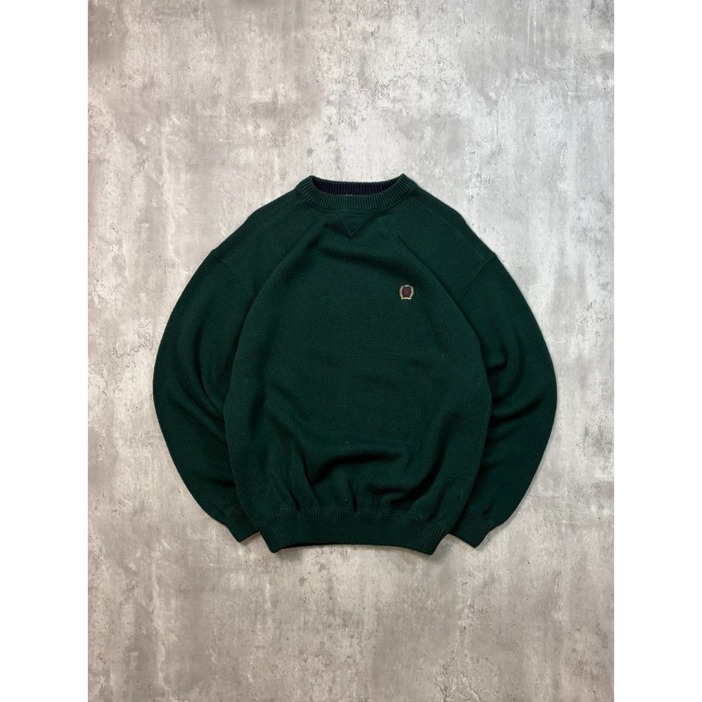 Vintage Tommy Hilfiger Embroidered Crest Pullover Knit Sweater Size Large