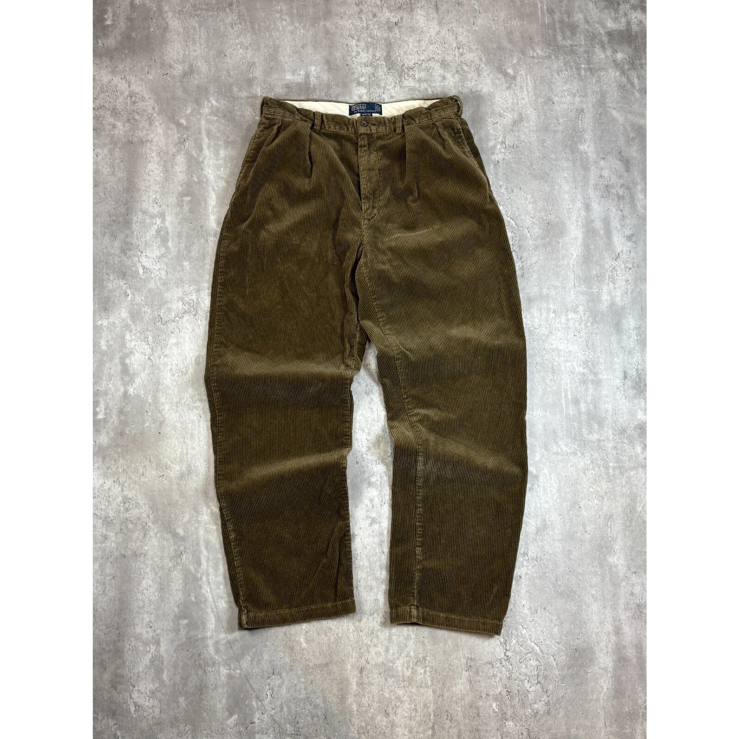 Vintage 90s Polo Ralph Lauren Corduroy Trouser Pants Size 33 Green