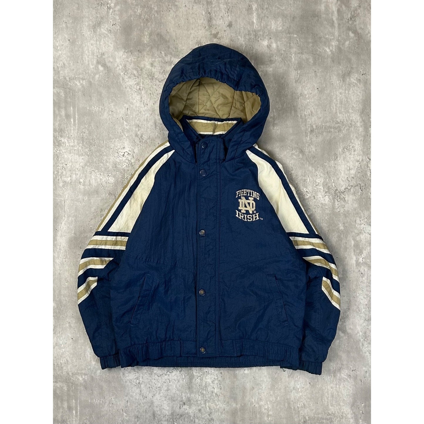 Vintage 90s Notre Dame Fighting Irish NCAA Insulated Starter Jacket Size Small