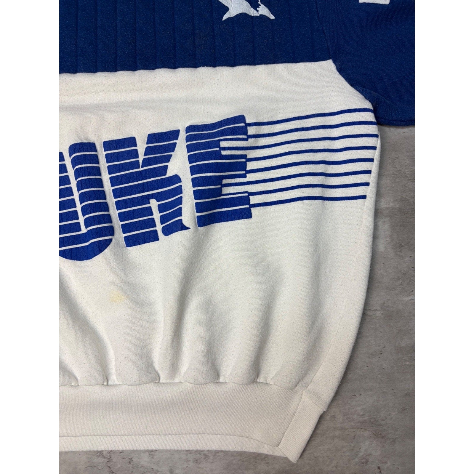 Vintage 80s Duke Blue Devils NCAA Puff Print Spellout Sweatshirt Size Large
