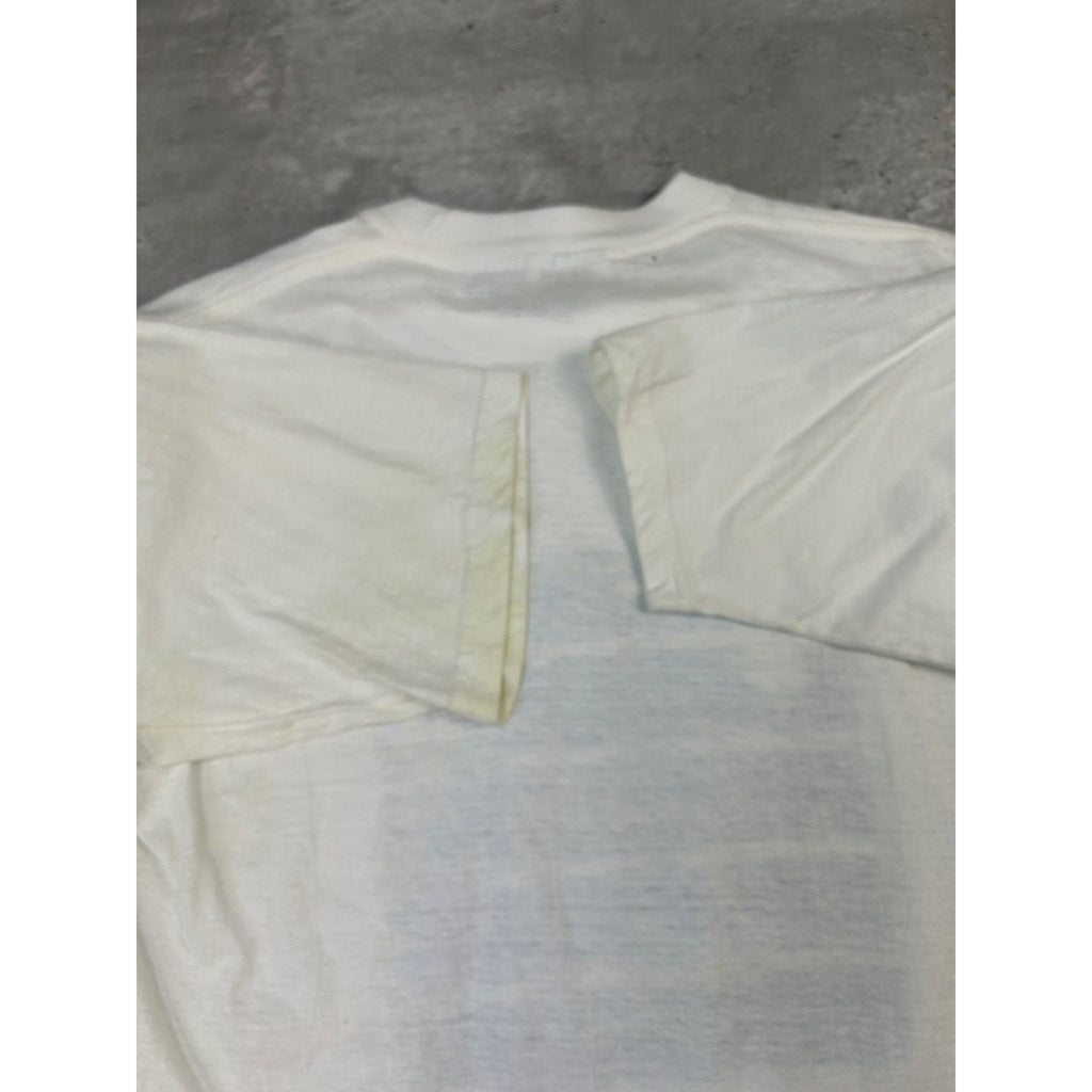 Vintage 90s Aruba Map Spellout Graphic Destination T-Shirt Size Large White