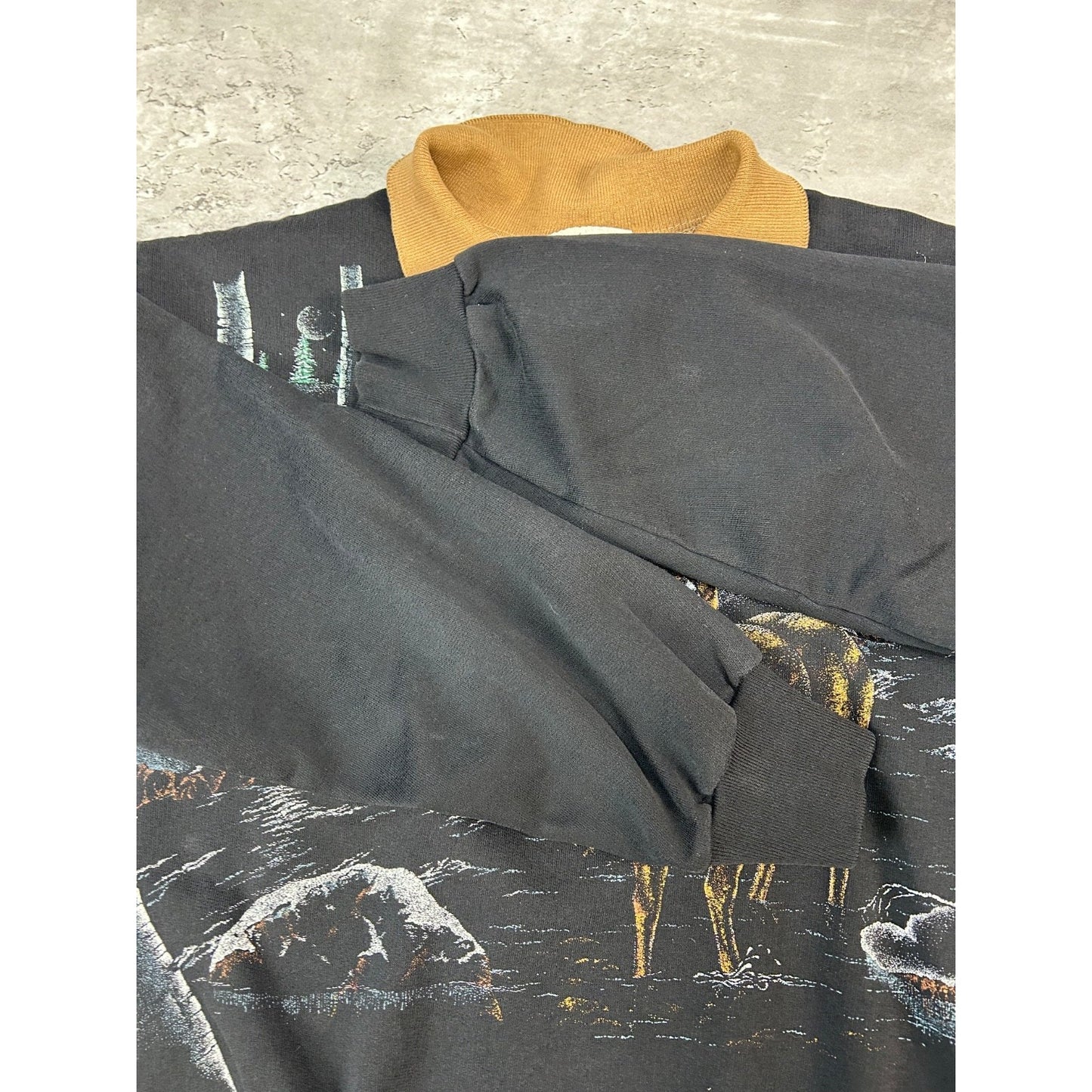 Vintage 90s Deer Nature All Over Print Collared Animal Sweatshirt Size Large