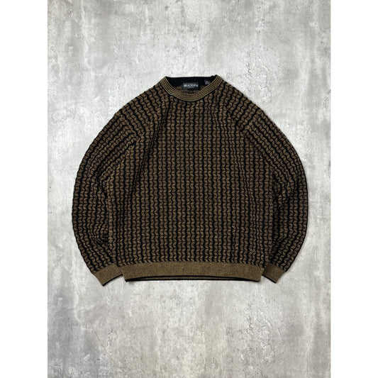 Vintage 90s Brandini Earth Tones Pullover Ribbed Knit Sweater Size Large