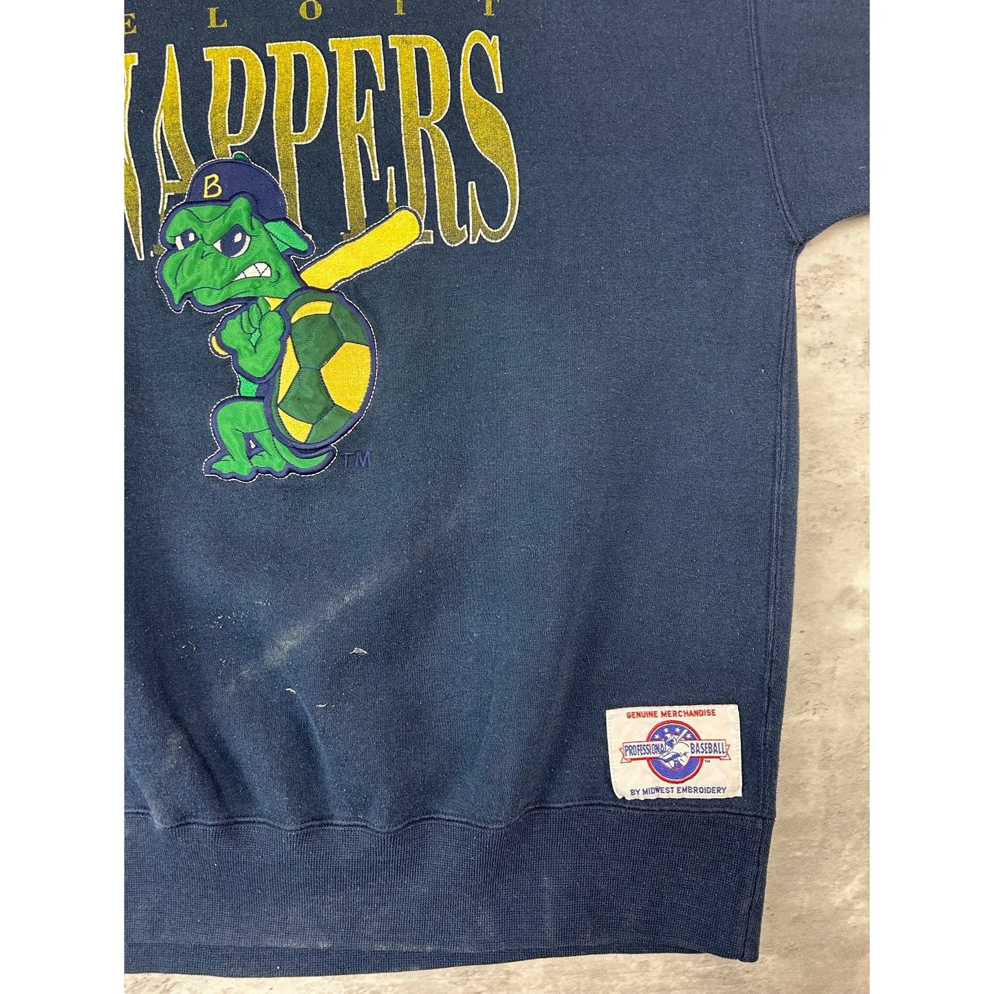 Vintage 90s Beloit Snappers MiLB Graphic Spellout Baseball Sweatshirt Size XL