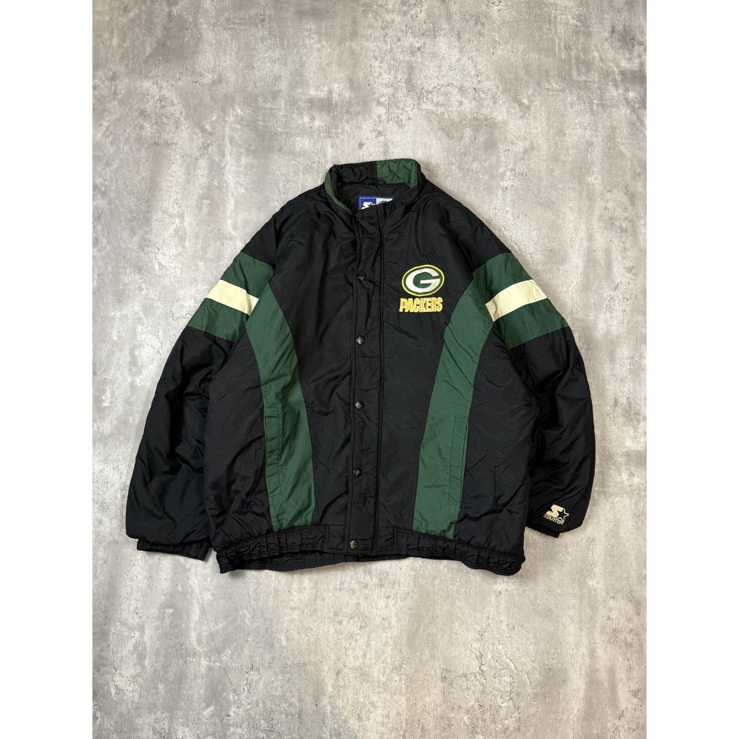 Vintage 90s Green Bay Packers NFL Embroidered Logo Starter Jacket Size 2XL