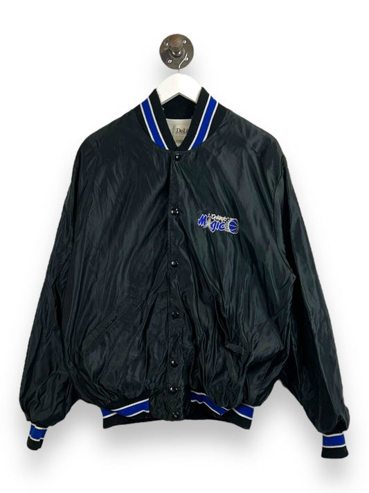 Vintage 80s/90s Orlando Magic NBA Embroidered Satin Bomber Jacket Size XL Black