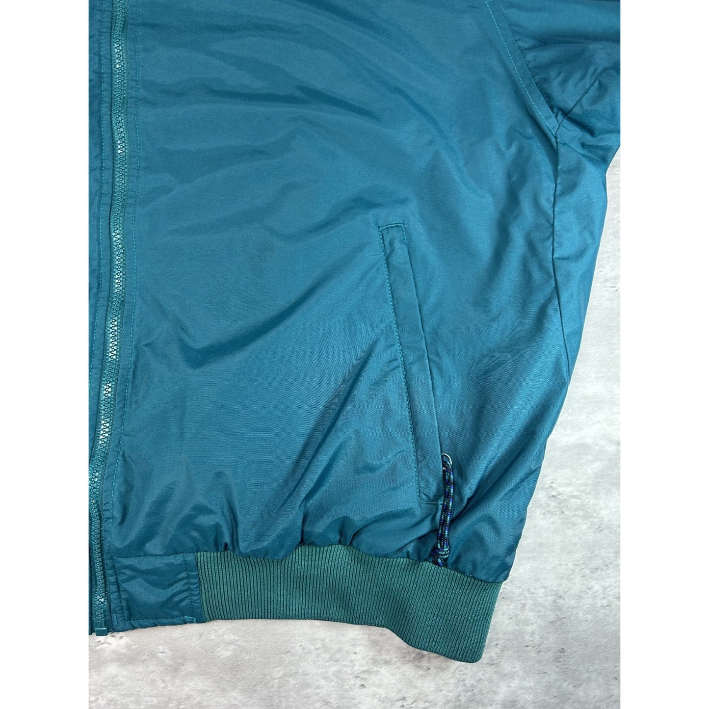 Vintage 90s Columbia Fleece Lined Nylon Full Zip Bomber Jacket Size Large Blue
