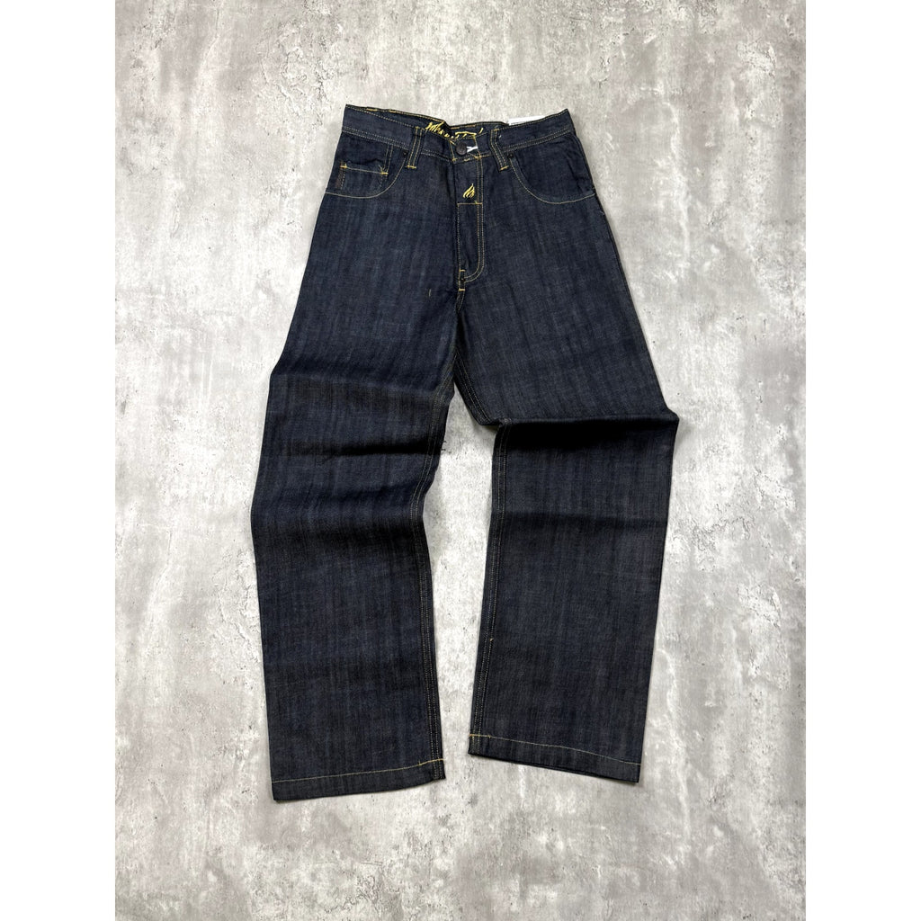 Vintage Y2K Womens Johnny Blaze Embroidered Crest Dark Wash Denim Pants