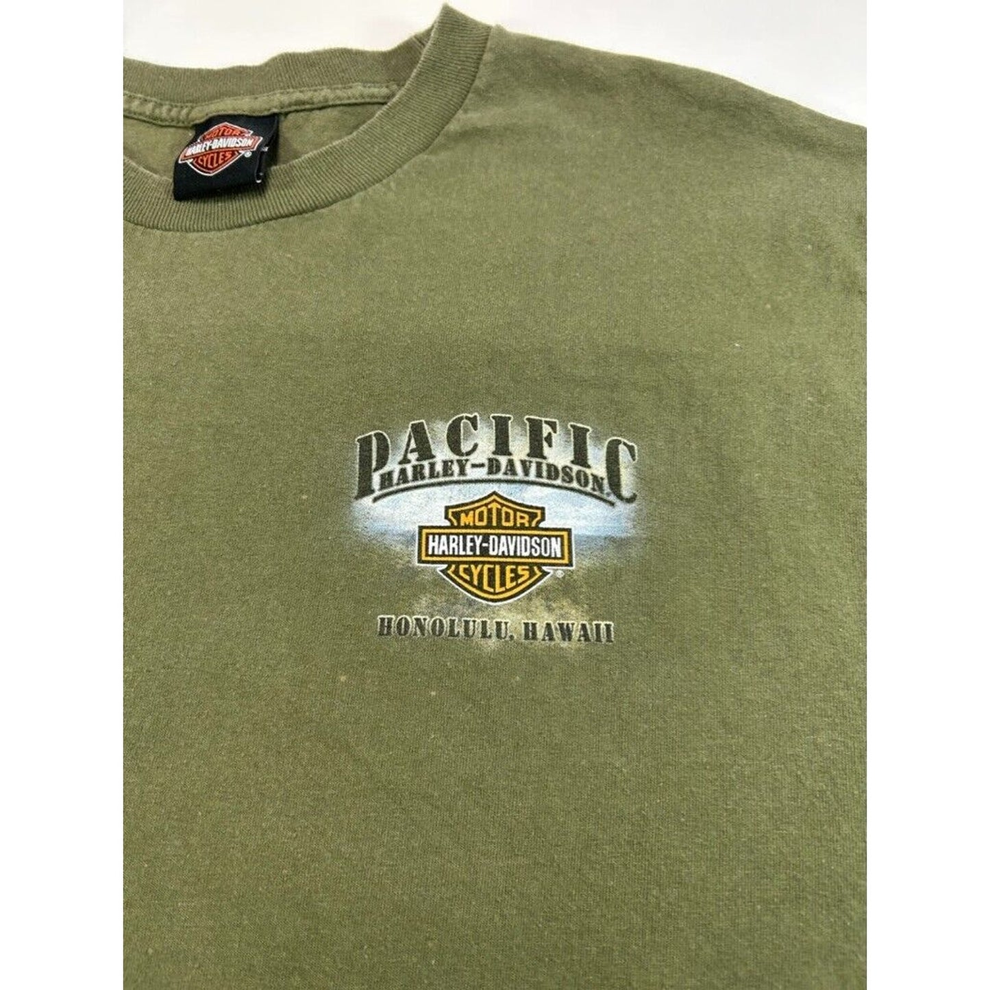 Harley Davidson Military Graphic Long Sleeve T-Shirt Size XL Green