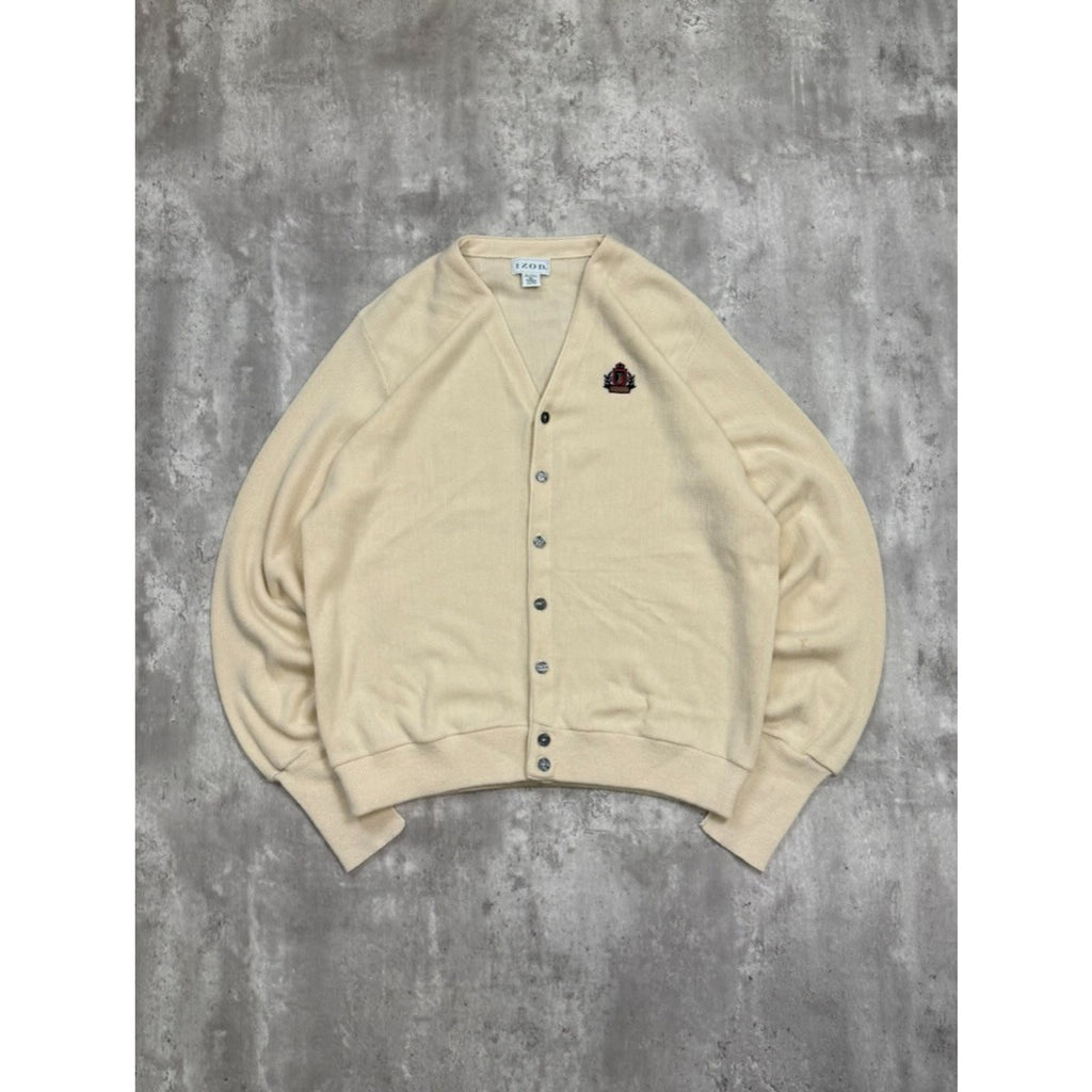 Vintage 80s/90s Izod Embroidered Crest Cardigan Knit Sweater Size XLT