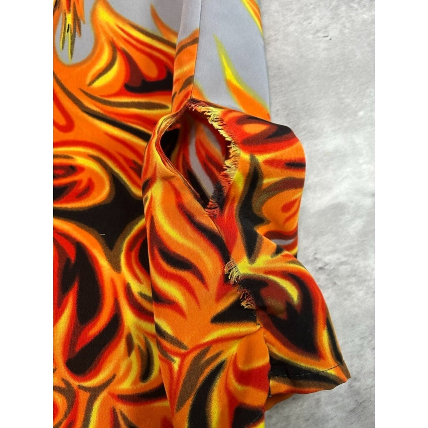 Vintage Y2K Anime Flaming Dragon All Over Print Graphic Button Up Shirt Size XXL