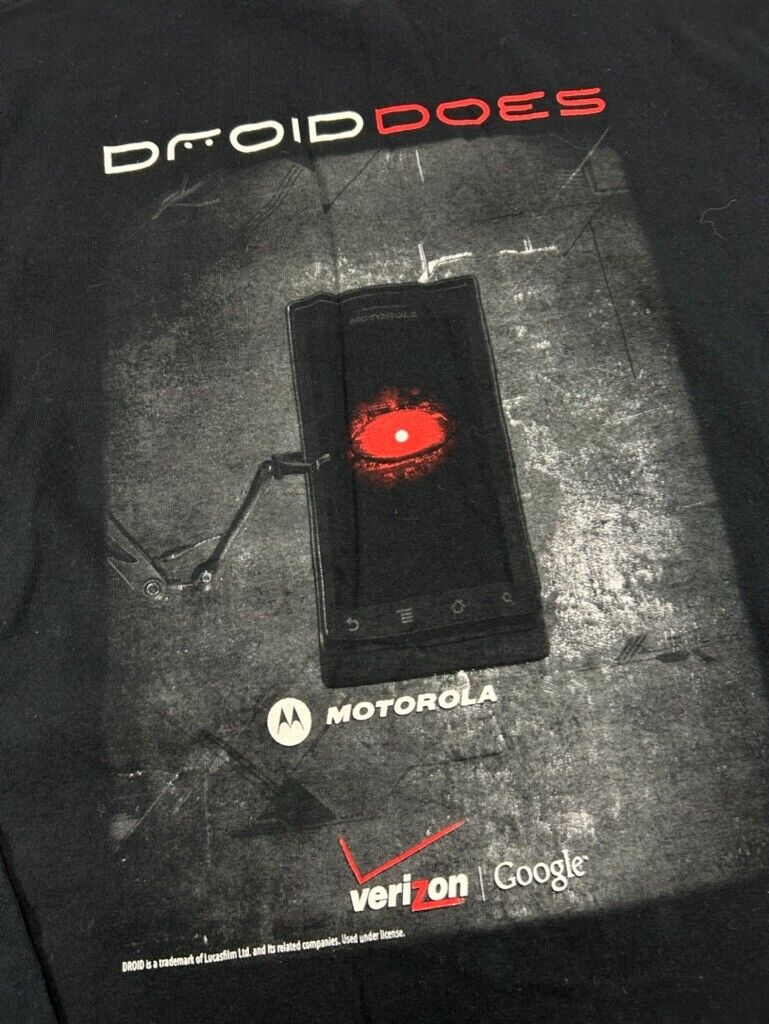 Droid Does Motorola Android OS Promo Graphic Long Sleeve T-Shirt Size Large