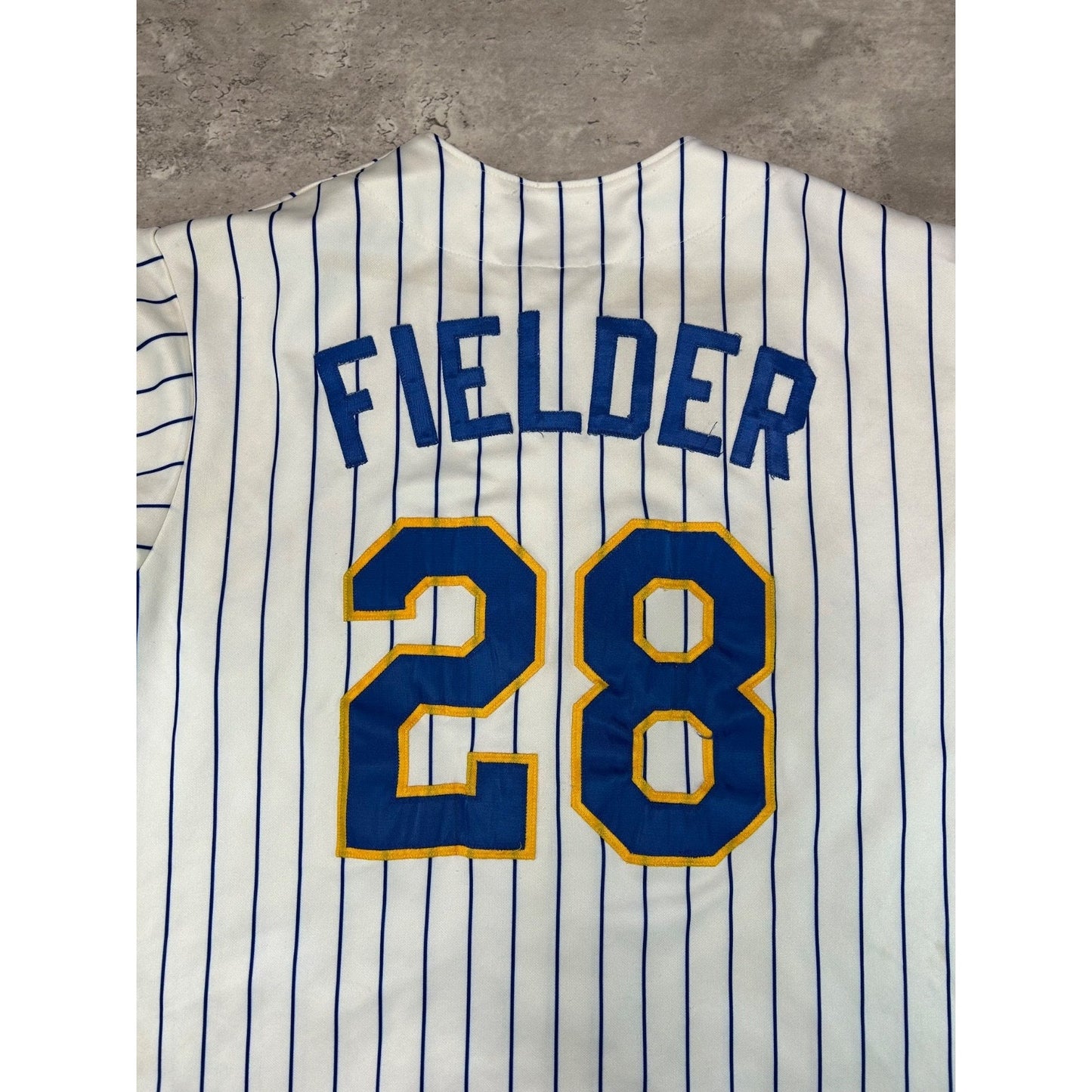 Vintage Prince Fielder #28 Milwaukee Brewers MLB Pinstripe Jersey Size XL
