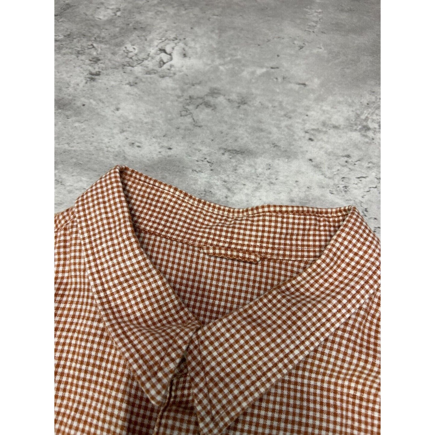 Vintage Van Heusen Plaid Short Sleeve Cropped Button Up Shirt Size Large