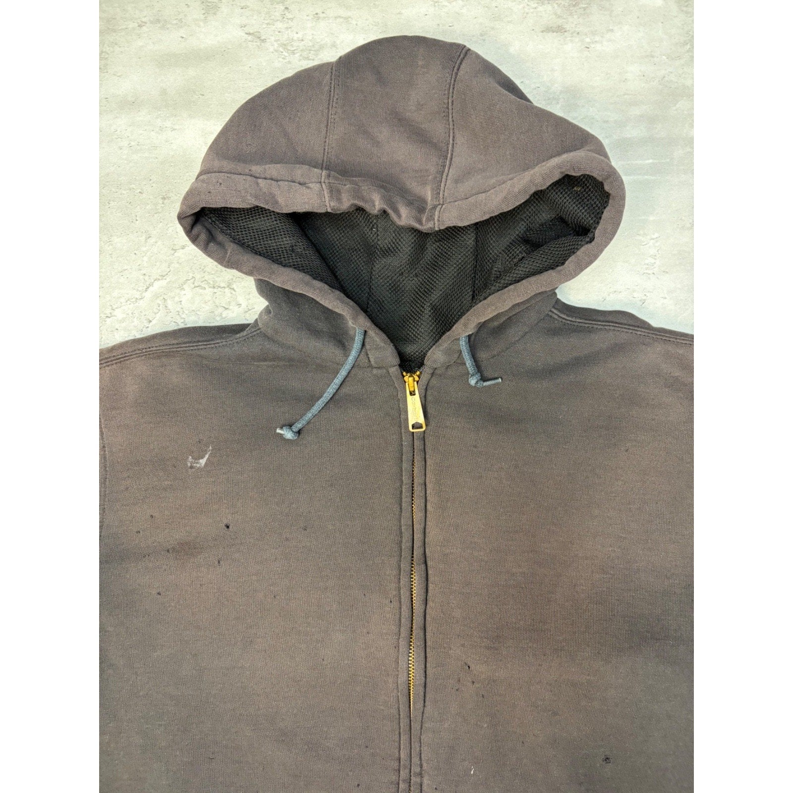 Vintage Carhartt Thermal Lined Full Zip Embroidered Patch Sweatshirt Size Large