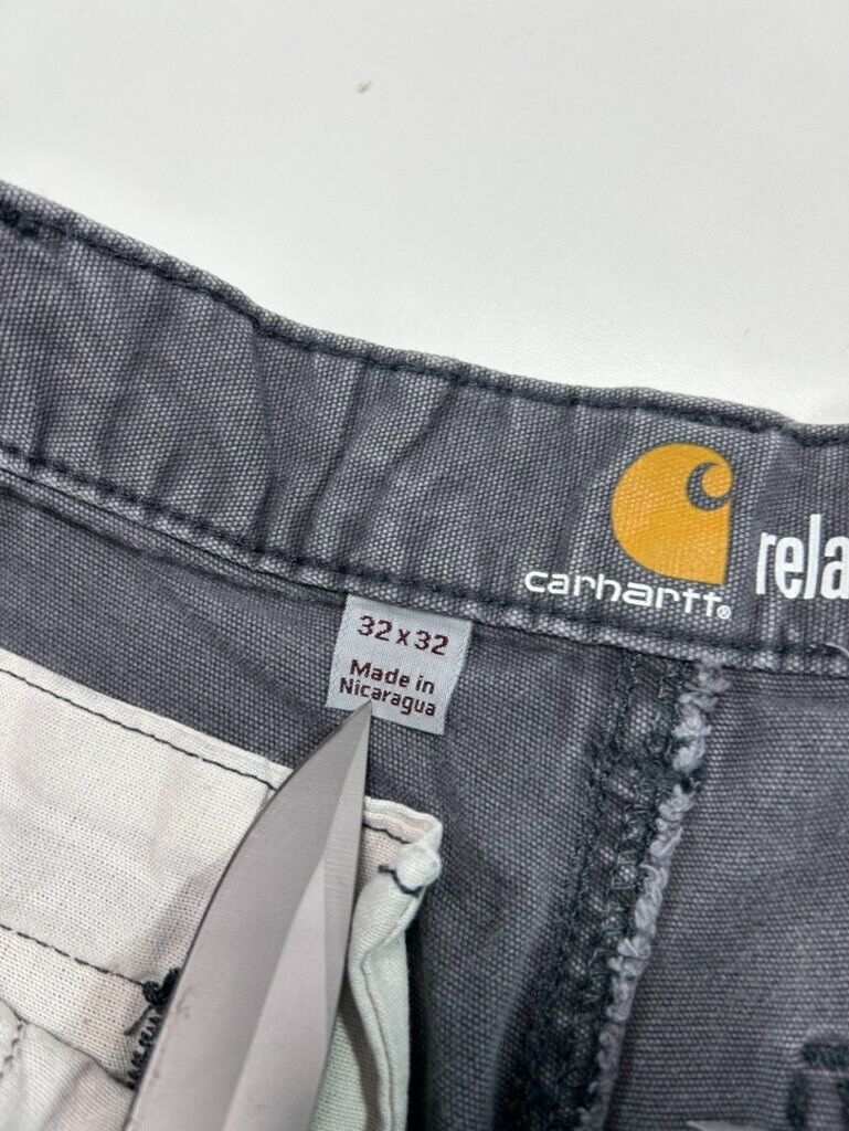 Carhartt Relaxed Fit Canvas Workwear Double Knee Pants Size 32 Gray