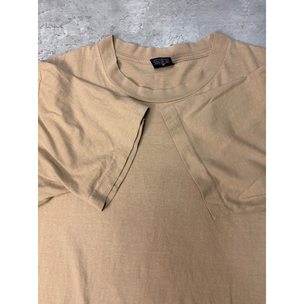 Vintage Stussy Earth Tone 3D Classic Logo Beige T-Shirt Size Large