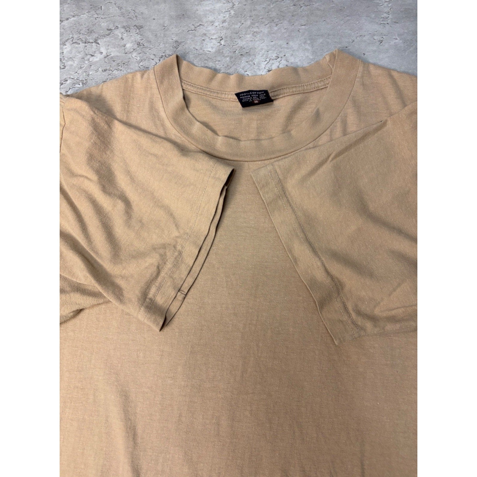 Vintage Stussy Earth Tone 3D Classic Logo Beige T-Shirt Size Large