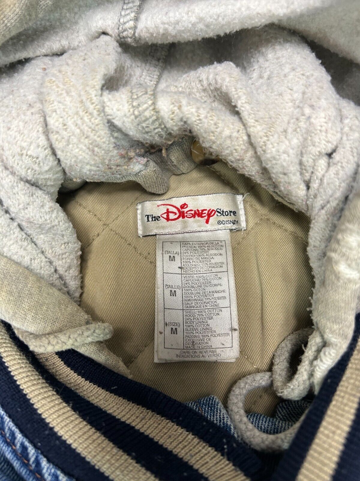 Vintage Disney Winnie The Pooh Tigger Denim Hooded Bomber Jacket Size Medium