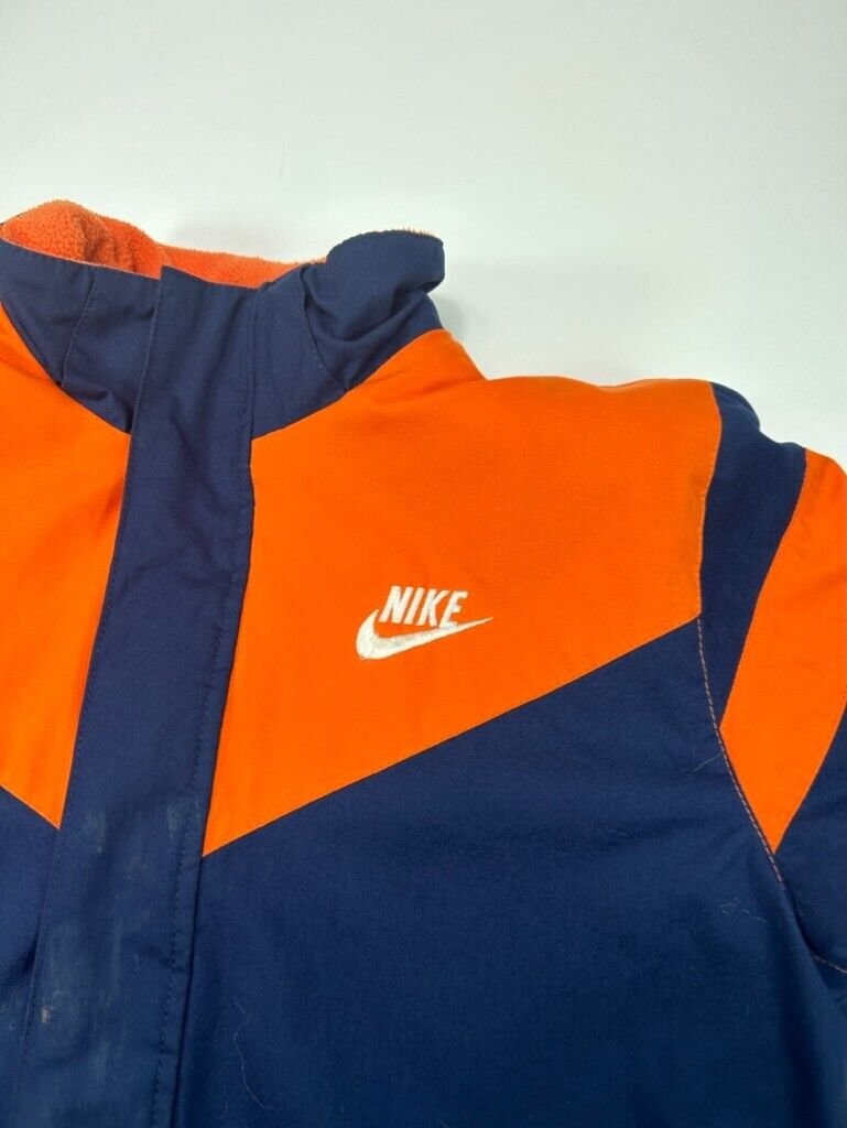 Vintage Y2K Nike Embroidered Logo Reversible Nylon Fleece Jacket Size Medium