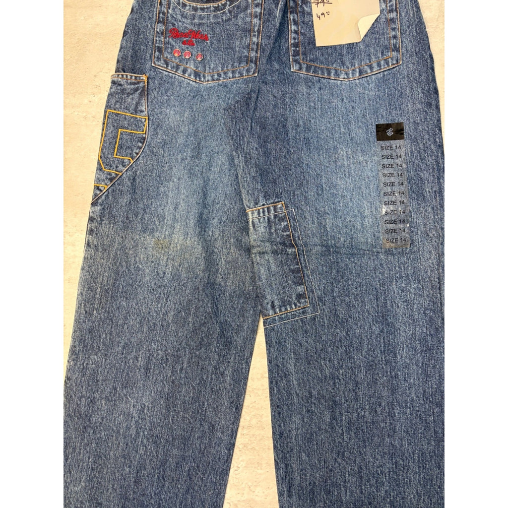 Vintage Y2K Womens Rocawear La Familia Embroidered Medium Wash Denim Pants 26x29