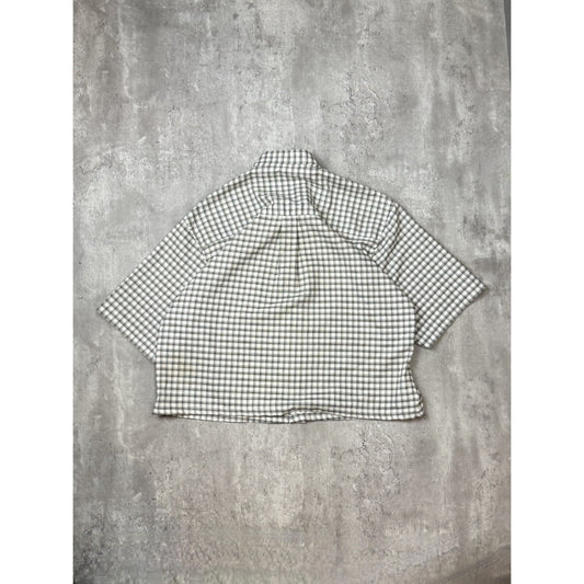 Vintage Haggar Plaid Single Pocket Reworked Cropped Button Up Shirt Size XL