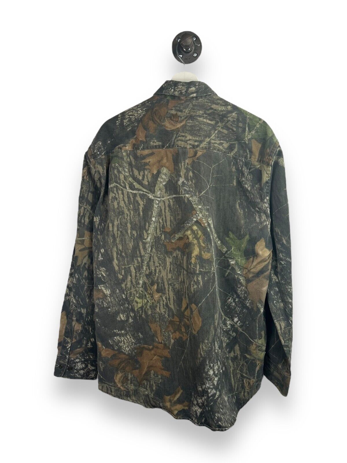 No Trace Mossy Oak Breakout Camo Long sleeve Hunting Button Up Shirt Size Large