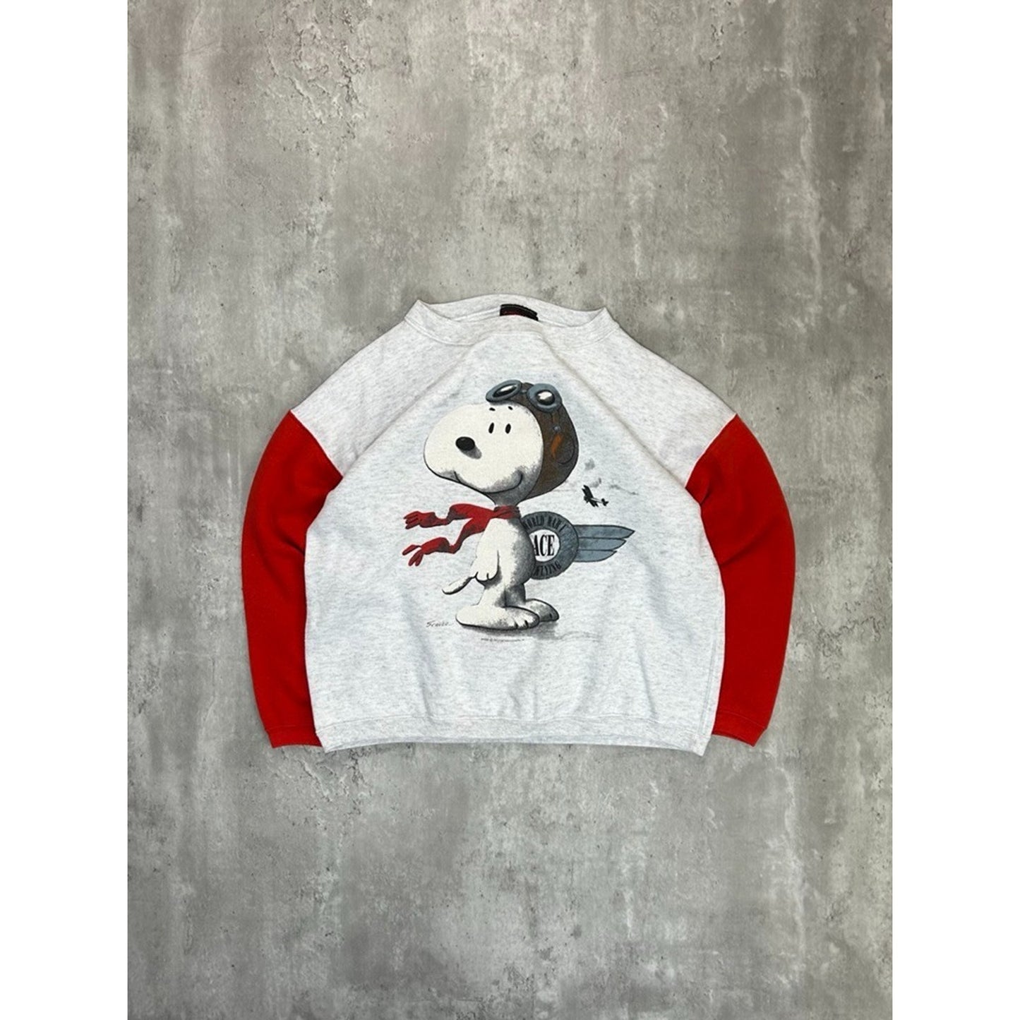 Vintage 90s Peanuts Snoopy Pilot Cartoon Character Graphic Sweatshirt Size Small