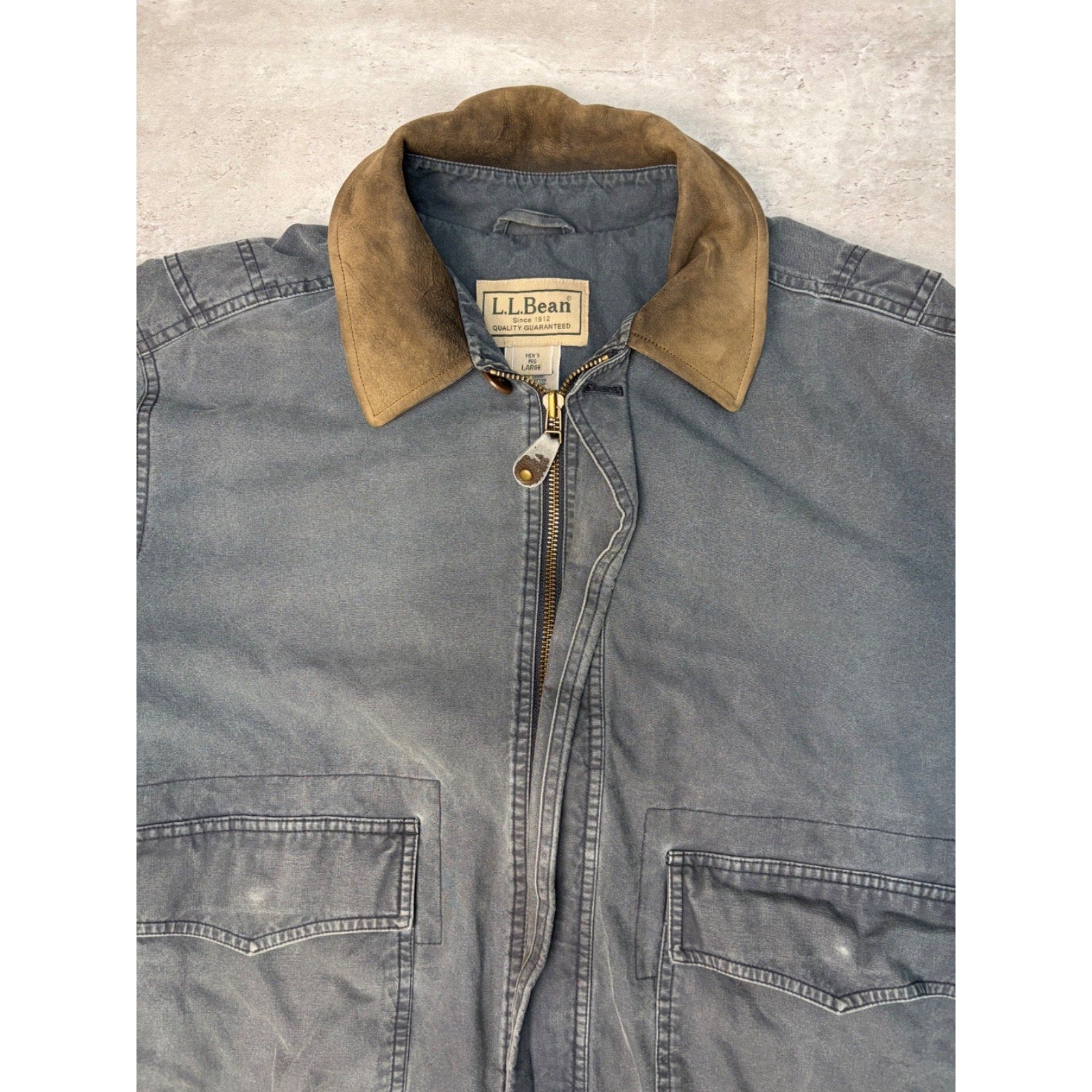 Vintage L.L. Bean Canvas Full Zip Utility Bomber Jacket Size Large