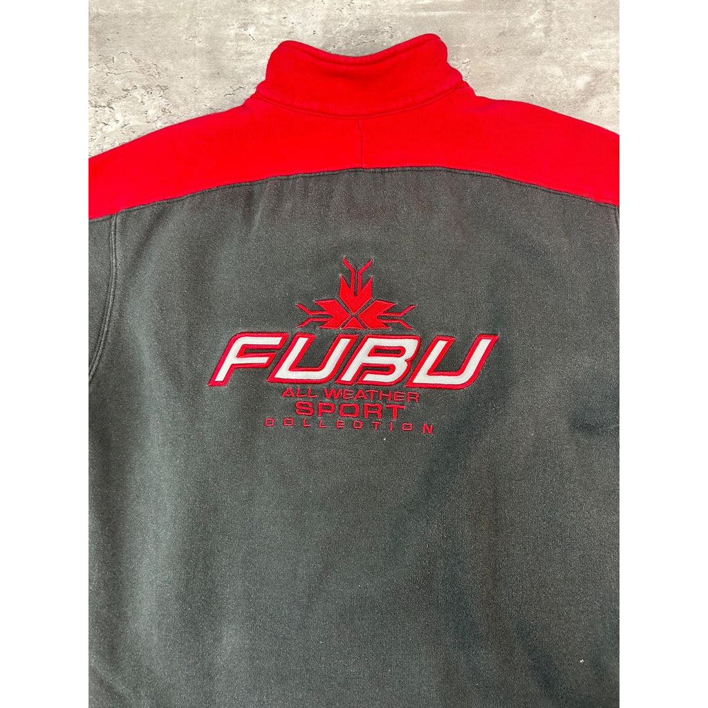 Vintage Y2K Fubu Embroidered 1/4 Button Pullover Sweatshirt Size YOUTH Large