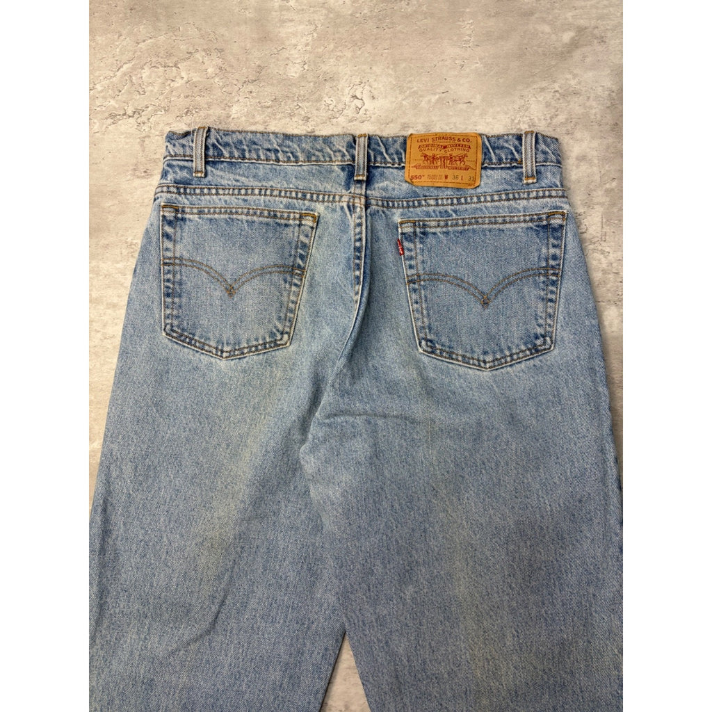 VTG 90s Levis 550 Red Tab Relaxed Tapered Leg Medium Wash Denim Pants Size 34