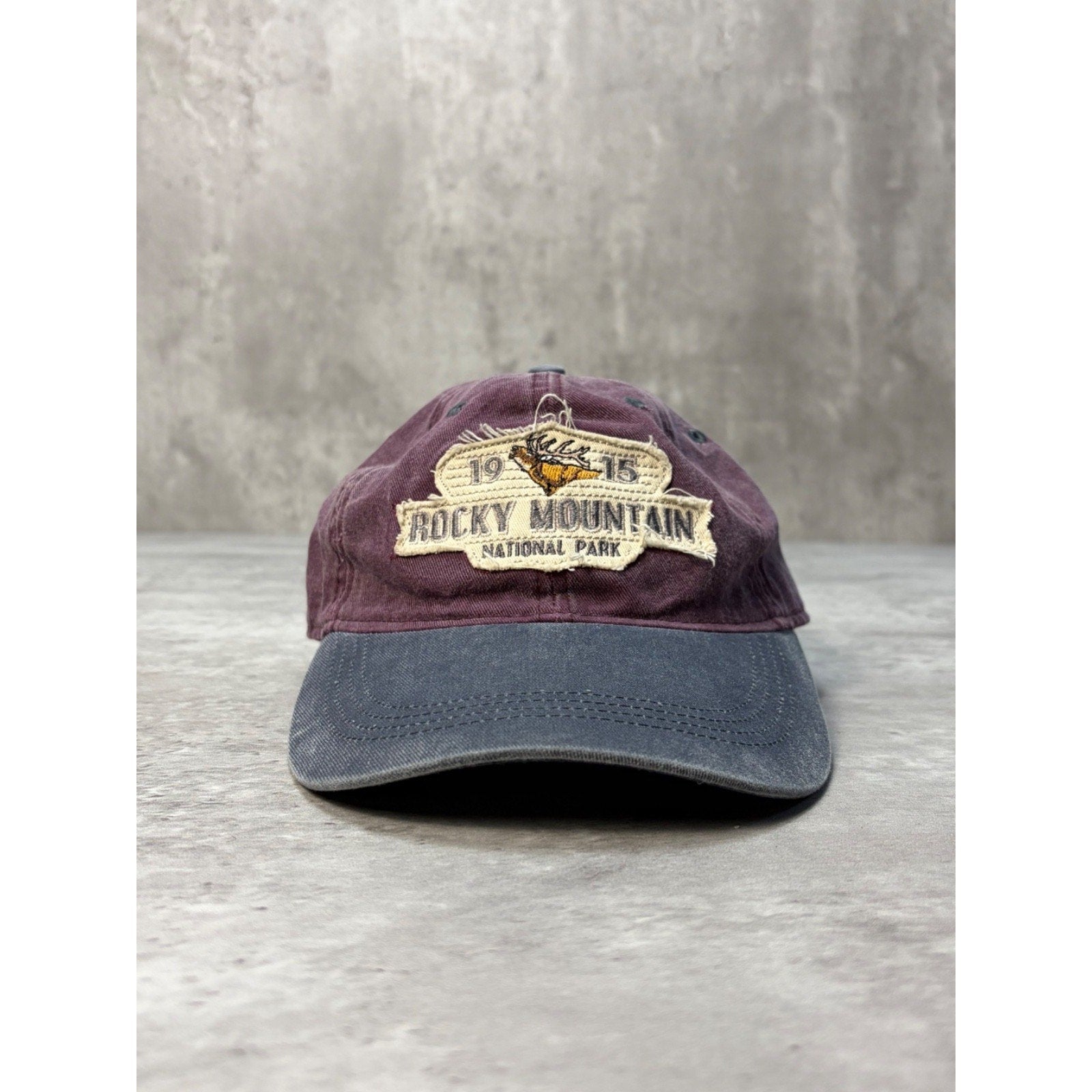 Vintage Rocky Mountain National Park Embroidered Patch Strapback Hat OSFA