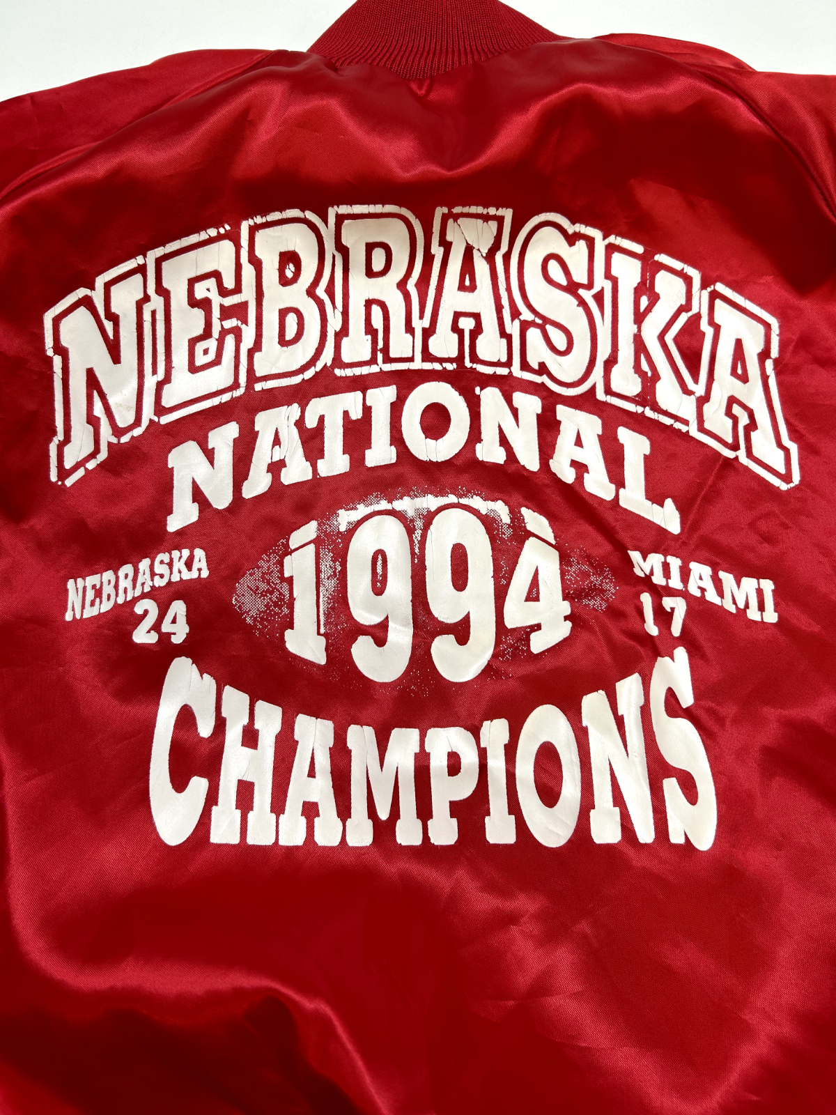Vintage 1994 Nebraska Cornhuskers National Champs Satin Bomber Jacket Size 2XL