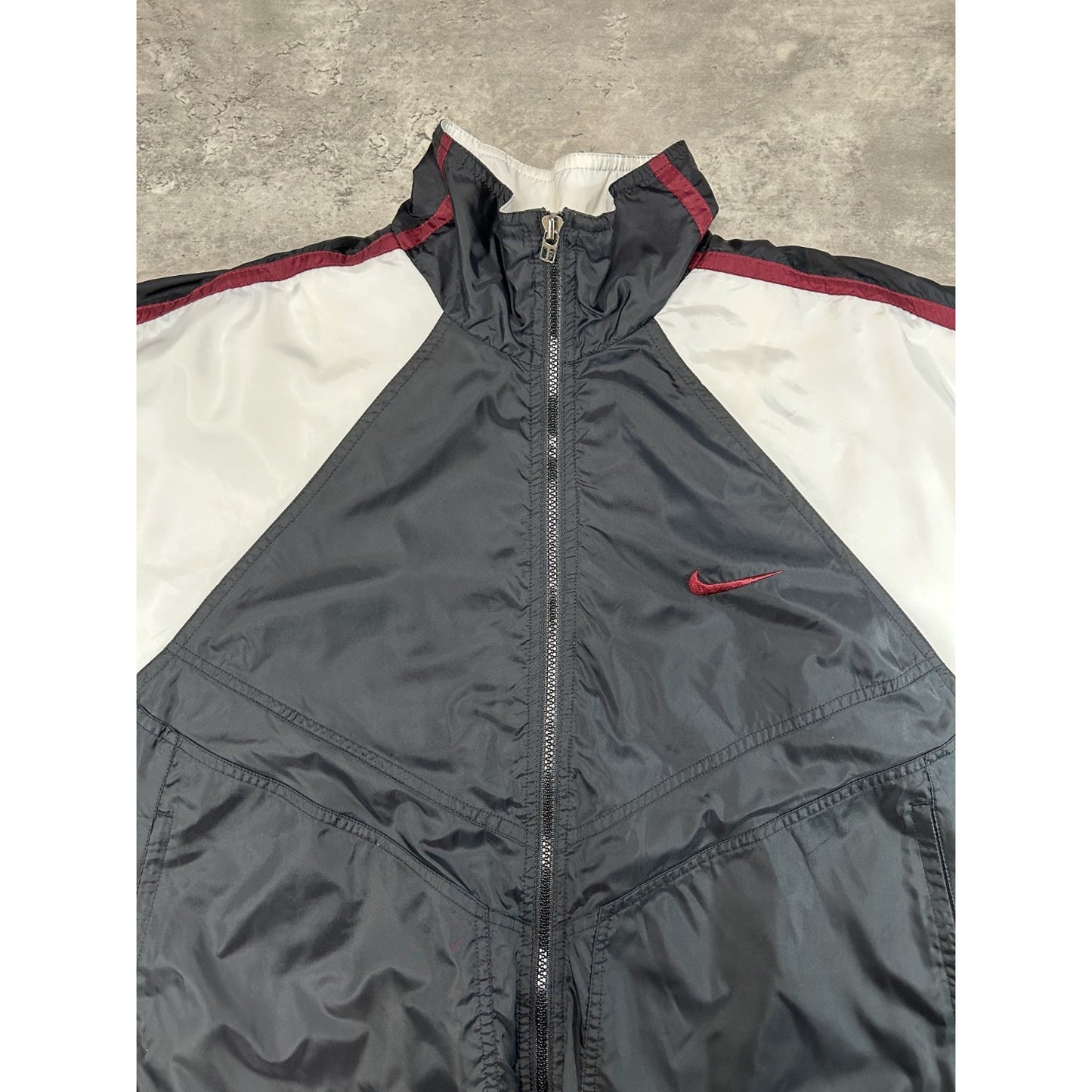 Vintage 90s Nike Embroidered Swoosh Nylon Full Zip Windbreaker Jacket Size Large